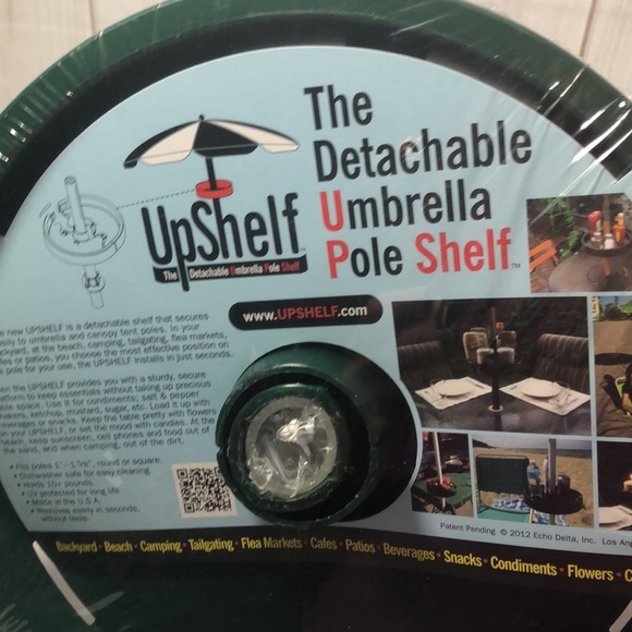 NWT Detachable Umbrella Pole Shelf Green Condiment Holder Patio Beach BBQ NEW - Picture 7 of 11